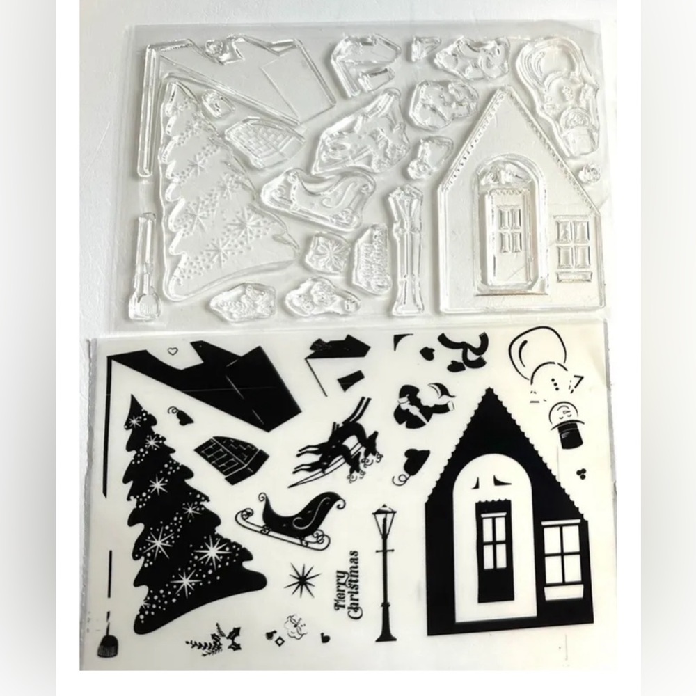 Unbranded Acrylic Stamp Set Christmas Reindeer Sleigh Winter Snow Snowman